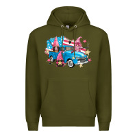 Army Green American truck gnomes Premium Hoodie - FaDigitalArtStudio