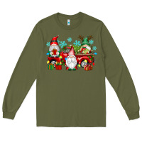 Army Green christmas gnome truck Long Sleeve Tee - texasbilliewilder