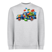 Heather Grey Autism truck Heavyweight Sweatshirt - CowGirlArtShop
