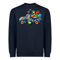 Navy Autism truck Heavyweight Sweatshirt - CowGirlArtShop