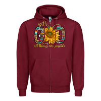 Burgundy with god all things are possible with sunflower bbs Zipper Hoodie - BundleAndBundleShop