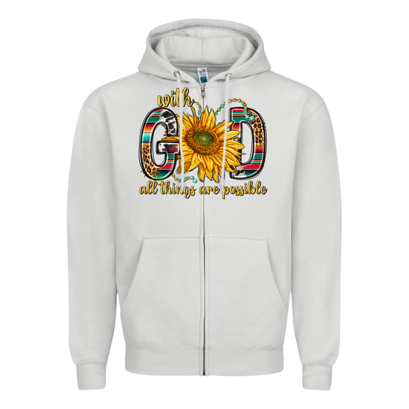 With God All Things Are Possible With Sunflower Bbs Zipper Hoodie by BundleAndBundleShop | Teevron