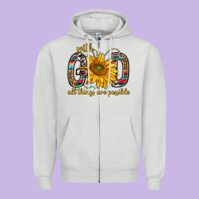 With God All Things Are Possible With Sunflower Bbs Zipper Hoodie Designed By Bundleandbundleshop