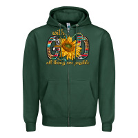 Sports Green with god all things are possible with sunflower bbs Zipper Hoodie - BundleAndBundleShop