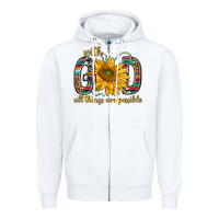White with god all things are possible with sunflower bbs Zipper Hoodie - BundleAndBundleShop