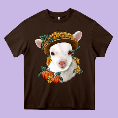 Cute Baby Lamb Thanksgiving Nancy Heavy Core Tee Designed By Nancycooperartshop