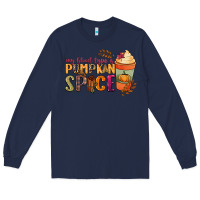 Navy my blood type is pumpkin spice Long Sleeve Tee - NancyCooperArtShop