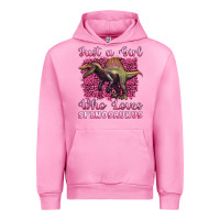 Fuchsia Pink just a girl who loves baby spinosaurus Urban Hoodie - Artiststas