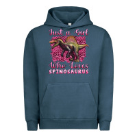 Pigment Midnight Navy just a girl who loves baby spinosaurus Urban Hoodie - Artiststas