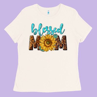Blessed Mom With Sunflower Ladies Tee Designed By Nancycooperartshop