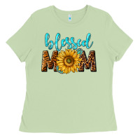 Matcha blessed mom with sunflower Ladies Tee - NancyCooperArtShop