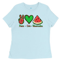 Baby Blue Peace Love Watermelon Ladies Tee - Jasminsmagicworld