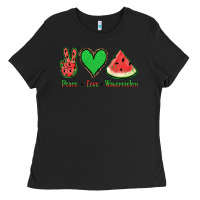 Black Peace Love Watermelon Ladies Tee - Jasminsmagicworld