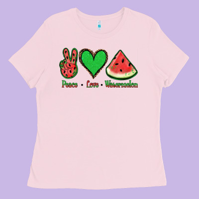 Peace Love Watermelon Ladies Tee Designed By Jasminsmagicworld