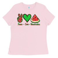 Bubblegum Pink Peace Love Watermelon Ladies Tee - Jasminsmagicworld