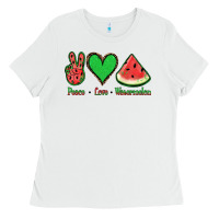 White Peace Love Watermelon Ladies Tee - Jasminsmagicworld