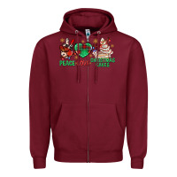 Burgundy peace love christmas cakes bbs Zipper Hoodie - BundleAndBundleShop