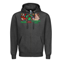 Charcoal Heather peace love christmas cakes bbs Zipper Hoodie - BundleAndBundleShop