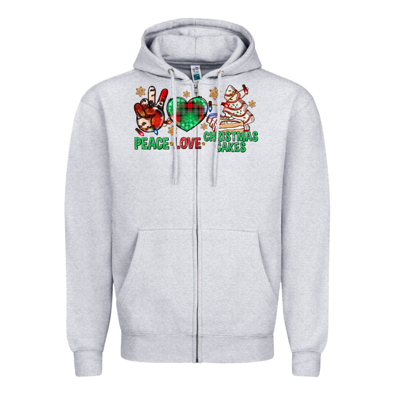 Peace Love Christmas Cakes Bbs Zipper Hoodie by BundleAndBundleShop | Teevron
