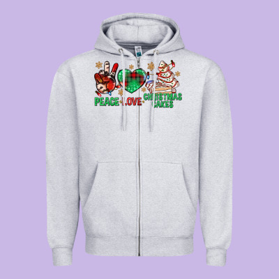Peace Love Christmas Cakes Bbs Zipper Hoodie Designed By Bundleandbundleshop