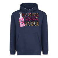 Navy V is For Valentine Vodka Heavyweight Hoodie - CowhideDigitalArt