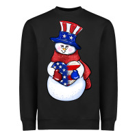 Black Patriotic snowman 4th of july Heavyweight Sweatshirt - HowdyJamesFarm