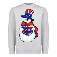 Heather Grey Patriotic snowman 4th of july Heavyweight Sweatshirt - HowdyJamesFarm