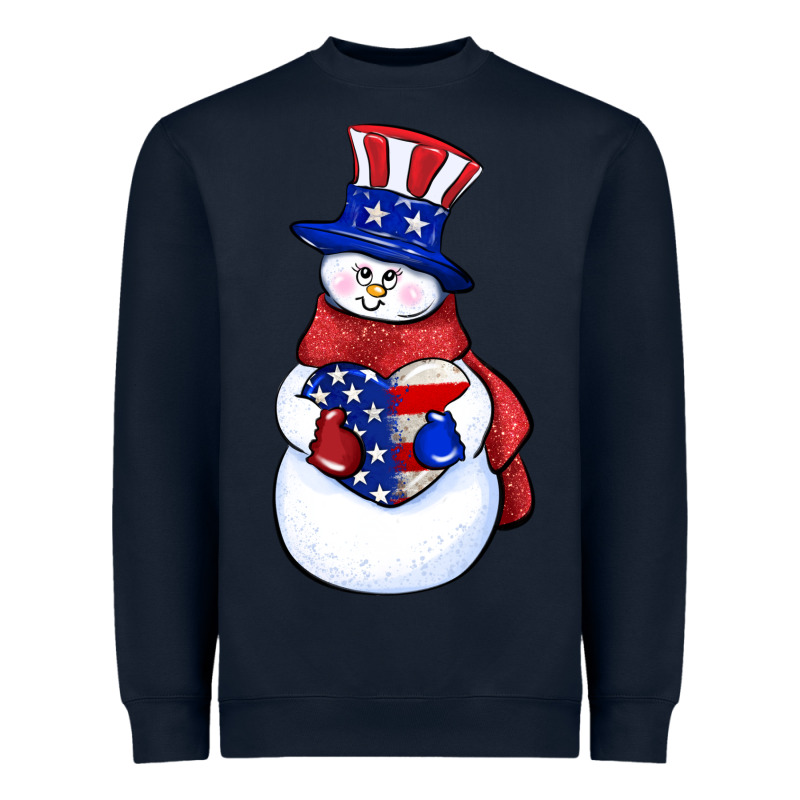 Patriotic Snowman 4th Of July Heavyweight Sweatshirt by HowdyJamesFarm | Teevron