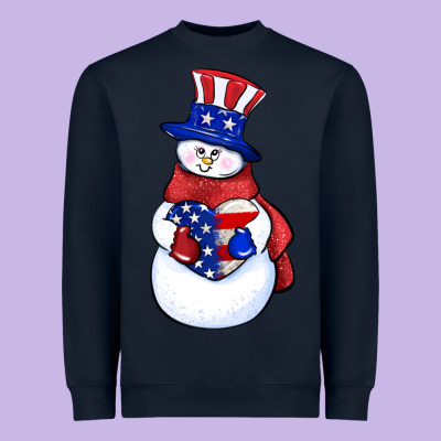 Patriotic Snowman 4th Of July Heavyweight Sweatshirt Designed By Howdyjamesfarm