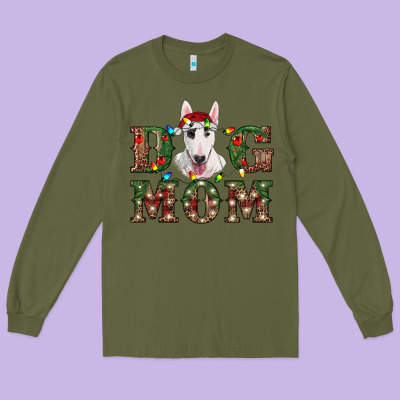 Christmas Dog Mom Bull Terrier Long Sleeve Tee Designed By Ranaportraitstore