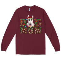 Burgundy Christmas Dog Mom Bull Terrier Long Sleeve Tee - RanaPortraitStore
