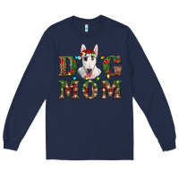 Navy Christmas Dog Mom Bull Terrier Long Sleeve Tee - RanaPortraitStore