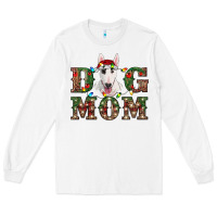 White Christmas Dog Mom Bull Terrier Long Sleeve Tee - RanaPortraitStore
