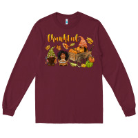 Burgundy Thankful afro gnome Long Sleeve Tee - NancyCooperArtShop
