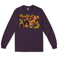 Plum Thankful afro gnome Long Sleeve Tee - NancyCooperArtShop