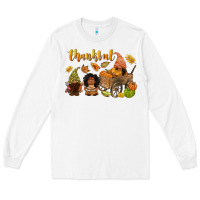 White Thankful afro gnome Long Sleeve Tee - NancyCooperArtShop