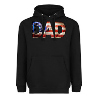 Black American Flag Dad 4th of July Heavyweight Hoodie - LillyAllenDesigns