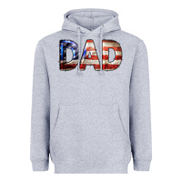 Heather Grey American Flag Dad 4th of July Heavyweight Hoodie - LillyAllenDesigns