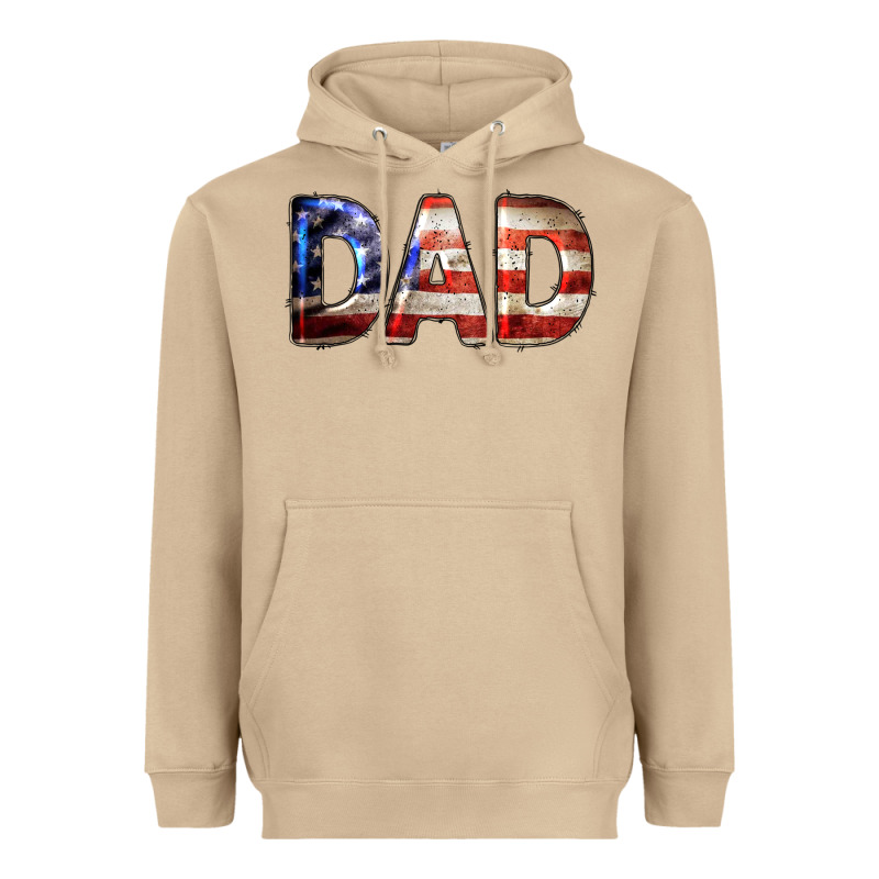 American Flag Dad 4th Of July Heavyweight Hoodie by LillyAllenDesigns | Teevron