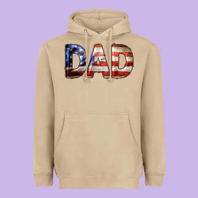 American Flag Dad 4th Of July Heavyweight Hoodie Designed By Lillyallendesigns