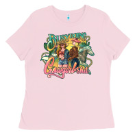 Bubblegum Pink busy doing cowgirl Ladies Tee - NancyCooperArtShop