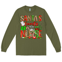 Army Green santa's favorite nurse Long Sleeve Tee - texasbilliewilder