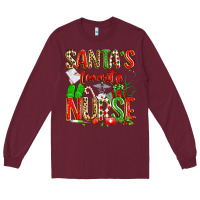 Burgundy santa's favorite nurse Long Sleeve Tee - texasbilliewilder