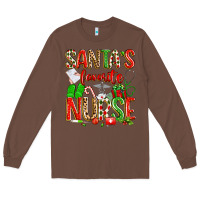 Chestnut santa's favorite nurse Long Sleeve Tee - texasbilliewilder
