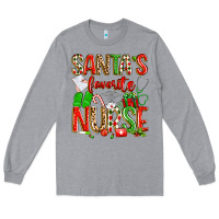 Heather Grey santa's favorite nurse Long Sleeve Tee - texasbilliewilder