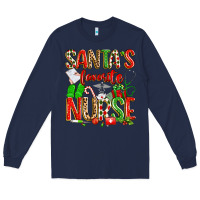 Navy santa's favorite nurse Long Sleeve Tee - texasbilliewilder