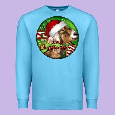 Nubian Goat Christmas Premium Sweatshirt Designed By Lillyallendesigns
