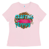 Bubblegum Pink crafting is my therapy Ladies Tee - NancyCooperArtShop