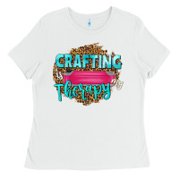 White crafting is my therapy Ladies Tee - NancyCooperArtShop