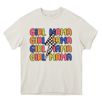 Cream girl mama lightning bolt Heavy Core Tee - MaliasSmallBusiness